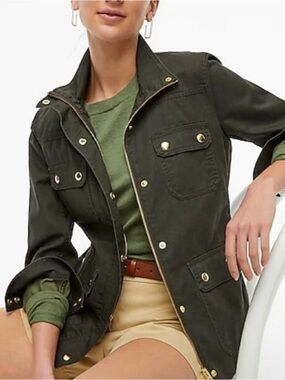 J CREW NWT Army Green Cotton Twill Field Jacket 27584 Size S